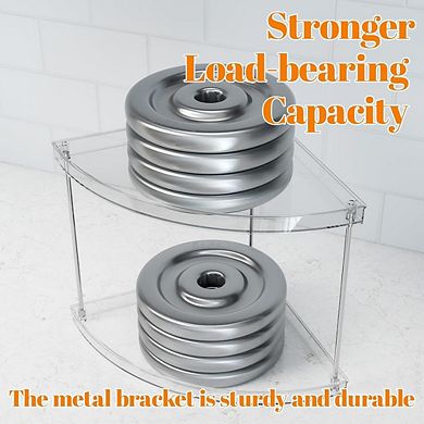 2-Tier Clear Corner Counter Organizer, Vanity & Bathroom Storage Shelf