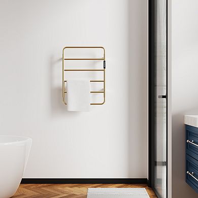 18.7" 6-Bar Heated Towel Rack Warmer for Bathroom,Wall Mounted with Intelligent Touch Screen Timer
