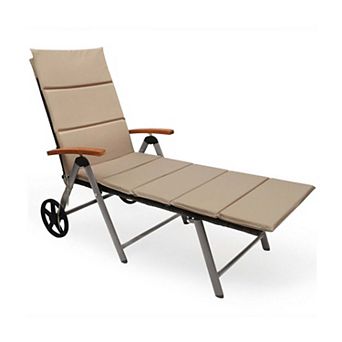 Clihome Foldable Wicker Outdoor Chaise Lounge Chair with Aluminum Frame