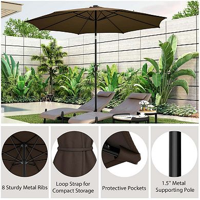 Clihome 10ft Patio Umbrella with 112 Solar LED Lights & Crank Handle