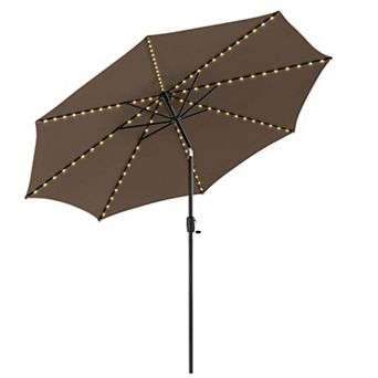Clihome 10ft Patio Umbrella with 112 Solar LED Lights & Crank Handle