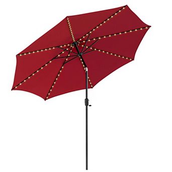 Clihome 10ft Patio Umbrella with 112 Solar LED Lights & Crank Handle
