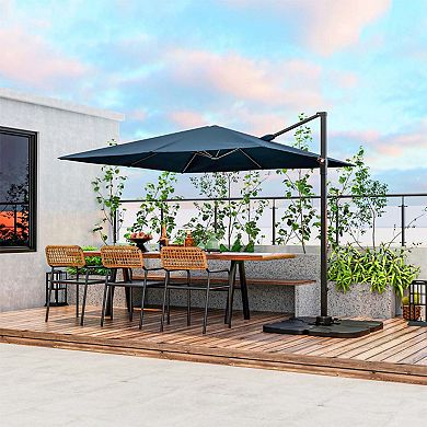 Clihome 9.5 Ft Square Patio Cantilever Umbrella with 360° Rotation
