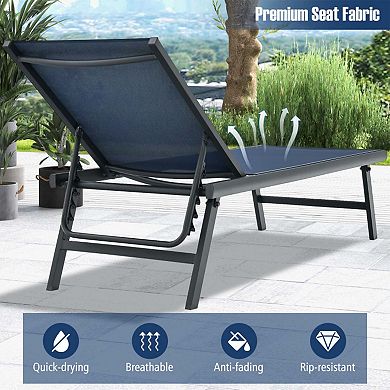 Clihome 3 Pieces Patio Chaise Lounge Set with Table for Poolside Yard