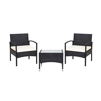 Clihome 3 pc Patio Wicker Rattan Furniture Set with Cushions for Backyard