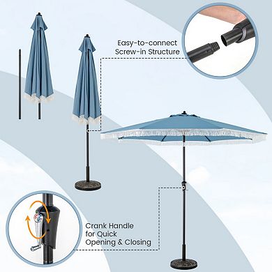 Clihome 9 FT Patio Umbrella with Sun-Protective Canopy for Patio Garden Pool