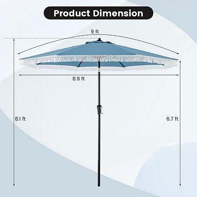 Clihome 9 FT Patio Umbrella with Sun-Protective Canopy for Patio Garden Pool