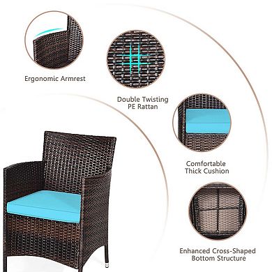 Clihome 3 Pieces Ergonomic Wicker Patio Conversation Set with Cushions