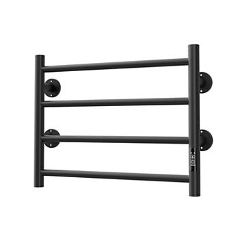 4 Bars Black Stainless Steel Electric Heated Towel Warmer Drying Rack, Wall Mounted