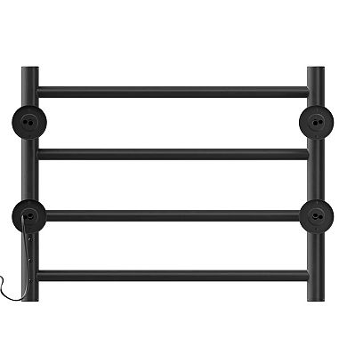 4 Bars Black Stainless Steel Electric Heated Towel Warmer Drying Rack, Wall Mounted