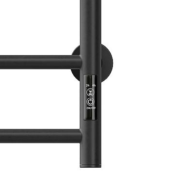 4 Bars Black Stainless Steel Electric Heated Towel Warmer Drying Rack, Wall Mounted
