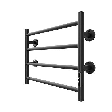 4 Bars Black Stainless Steel Electric Heated Towel Warmer Drying Rack, Wall Mounted