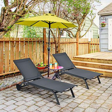 Clihome 6-Position Adjustable Fabric Outdoor Patio Recliner Lounge Chair