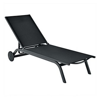 Clihome 6-Position Adjustable Fabric Outdoor Patio Recliner Lounge Chair