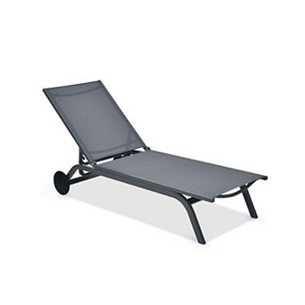 Clihome 6-Position Adjustable Fabric Outdoor Patio Recliner Lounge Chair