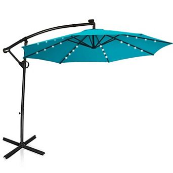 Clihome 10ft 360° Rotation Solar LED Patio Offset Umbrella (Weight Base Not Included)