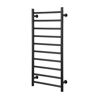 10-Bar Wall Mounted Heated Towel Warmer Rack for Bathroom, Black