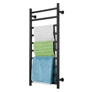 10-Bar Wall Mounted Heated Towel Warmer Rack for Bathroom, Black