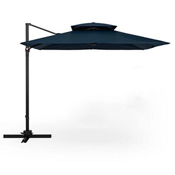 Clihome 9.5ft Cantilever Patio Umbrella with 360° Rotation Double Top