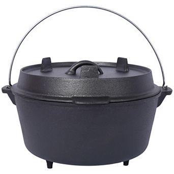 8-qt pre-Seasoned Cast Iron Deep Dutch Pot Oven With Skillet Lid for Outdoor Camping
