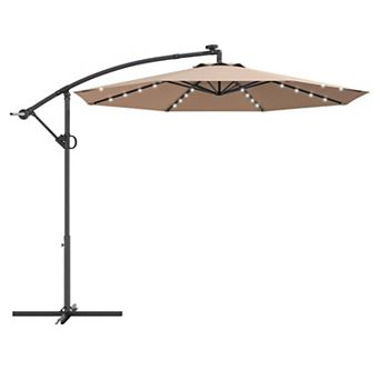 Clihome 10ft 360° Rotation Solar LED Patio Offset Umbrella (Weight Base Not Included)