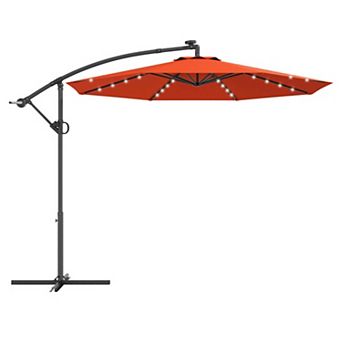 Clihome 10ft 360° Rotation Solar LED Patio Offset Umbrella (Weight Base Not Included)