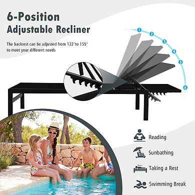 Clihome 6-Position Chaise Lounge Chairs with Rustproof Aluminium Frame