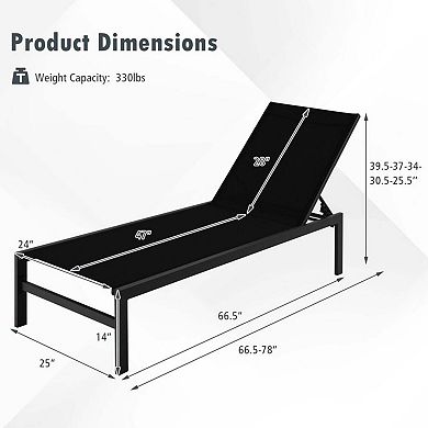 Clihome 6-Position Chaise Lounge Chairs with Rustproof Aluminium Frame