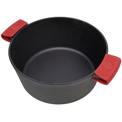 5 Quart 2 in 1 Pre-Seasoned Dual Handle Cast Iron Dutch Oven With Deep Pot, Silicone Handel Cover