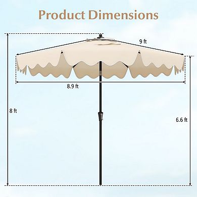Clihome 9ft Patio Umbrella with Push Button Tilt & Crank Outdoor Table Umbrella