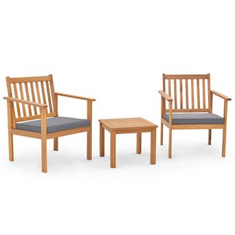 Clihome 3 pc Patio Wood Furniture Set with soft Cushions for Porch