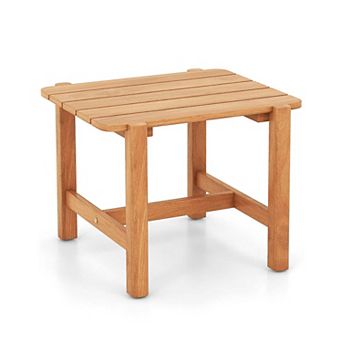 Slatted Top Teak Wood Outdoor Side Table - Sturdy for Yard and Patio