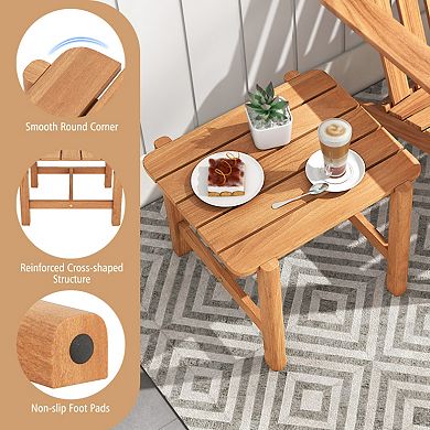 Slatted Top Teak Wood Outdoor Side Table - Sturdy for Yard and Patio