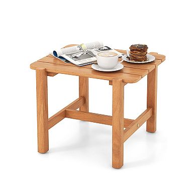 Slatted Top Teak Wood Outdoor Side Table - Sturdy for Yard and Patio