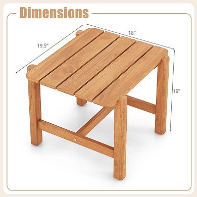 Slatted Top Teak Wood Outdoor Side Table - Sturdy for Yard and Patio