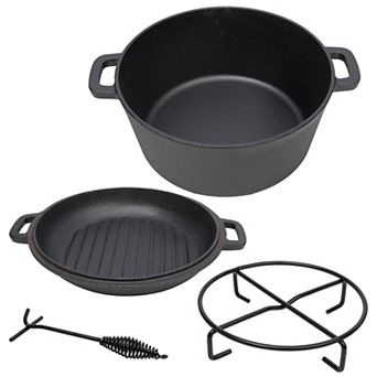 5-qt 3 in 1 Pre-Seasoned Cast Iron Dutch Oven