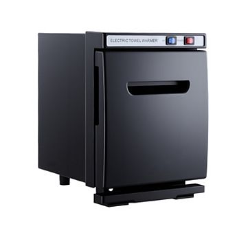 1.1 gal Black Small Hot Towel Warmer Cabinet with Clip Stainless Steel Rack, Holds up 12 Towels