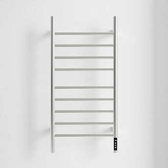 Brushed Nickel 9-Bar Heated Towel Rack Warmer for Bathroom with Intelligent Touch Screen Timer
