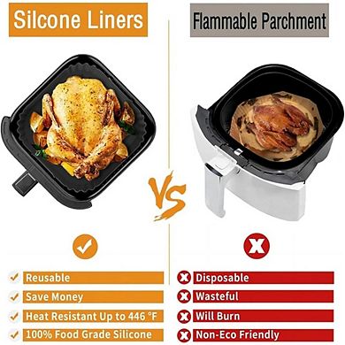 2-Pack Silicone Air Fryer Liners, Reusable, Non-Stick, Heat-Resistant