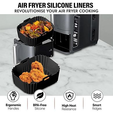 2-Pack Silicone Air Fryer Liners, Reusable, Non-Stick, Heat-Resistant