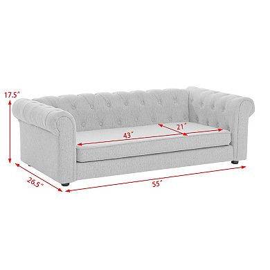Elevated Linen Dog Sofa for Large Dogs, Elegant Pet Bed Furniture