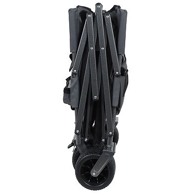Convertible Folding Wagon Cart, 180L Capacity, with Bench Seat & Storage, 500lbs,All-Terrain Wheels
