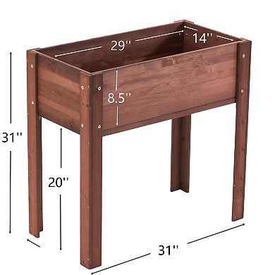 31x31x16" Wooden Elevated Garden Bed with Legs for Outdoor Use