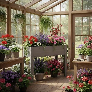 31x31x16" Wooden Elevated Garden Bed with Legs for Outdoor Use