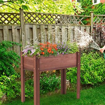31x31x16" Wooden Elevated Garden Bed with Legs for Outdoor Use