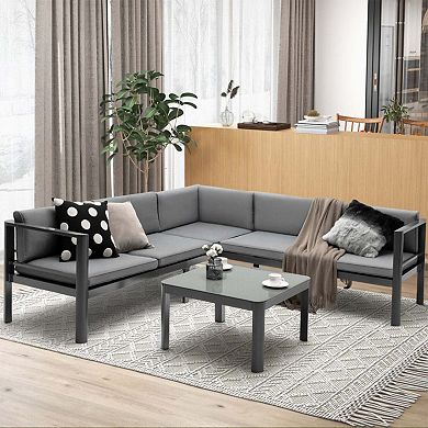 Clihome 3 Pieces Aluminum Patio Furniture Set with 6-Level Adjustable Backrest