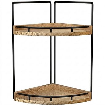 2 tier Wooden Corner Counter Organizer, Bathroom & Kitchen Storage Shelf