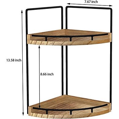 2-Tier Wooden Corner Counter Organizer, Bathroom & Kitchen Storage Shelf