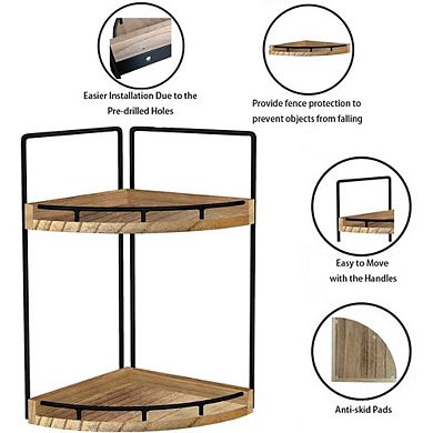 2-Tier Wooden Corner Counter Organizer, Bathroom & Kitchen Storage Shelf
