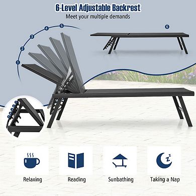 Clihome 3-Piece Patio Chaise Lounge Set Adjustable Backrest Aluminum Poolside Chairs